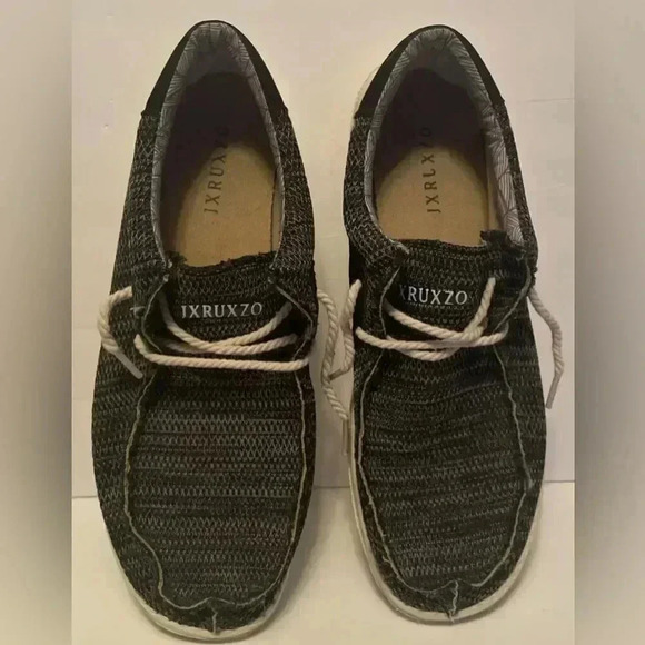 Men's Slip on Cloth Shoes Canvas Loafers Lightweight Black &‎ Gray Sz 13 - Picture 1 of 6